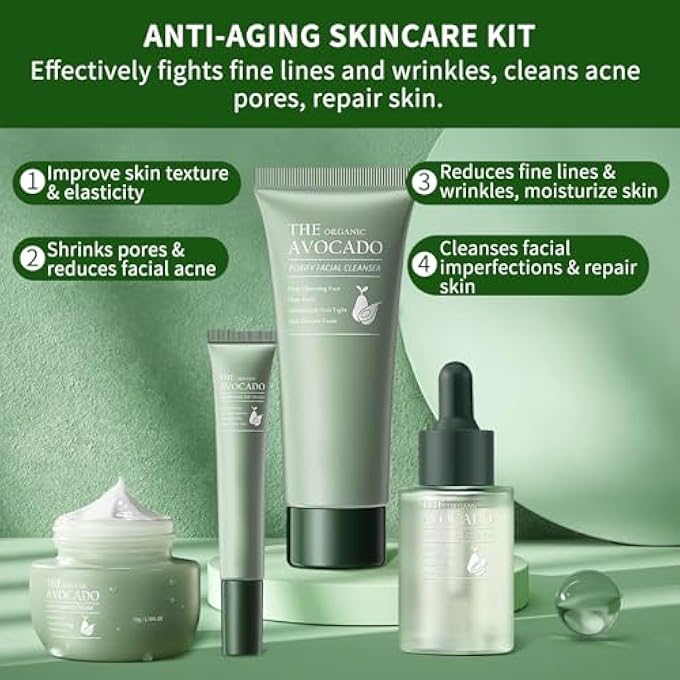 mopayzer SKIN CARE SET AVOCADO, SKIN HYDRATION KITS, FACIAL KIT FEMALE CLEANSER, SERUM, FACIAL CREAM, EYE TRAVEL (4 PIECES) - Image 2